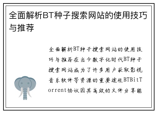 全面解析BT种子搜索网站的使用技巧与推荐